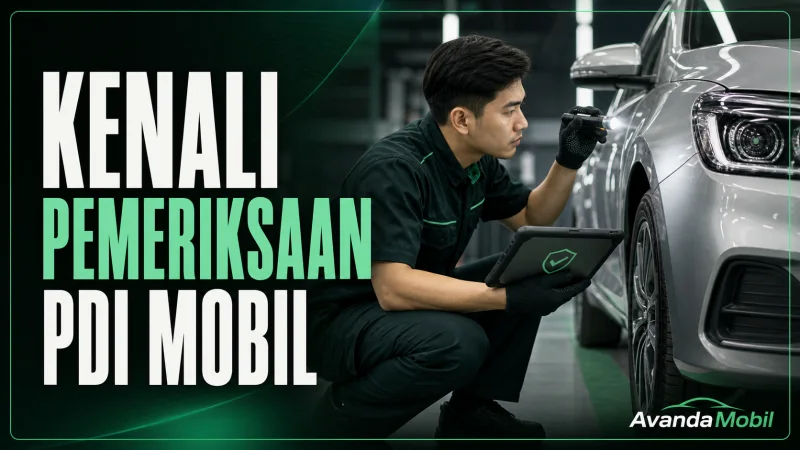 Teknisi memeriksa mobil pada proses pre-delivery inspection