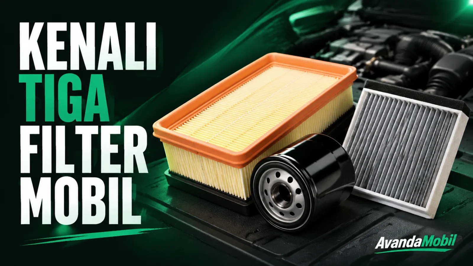 Filter udara mesin, filter oli, dan filter kabin mobil
